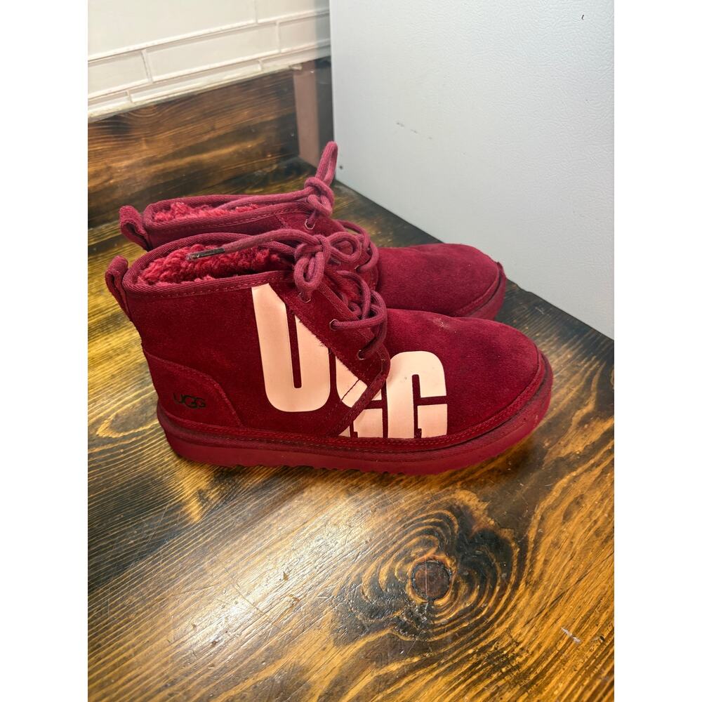 UGG Burgundy Logo Neumal Boots Men's Size 6